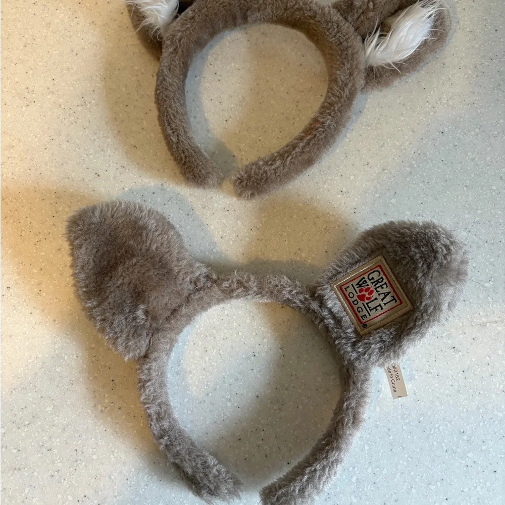 Great Wolf Lodge Plush Brown Animal Ear Headbands (Pair).